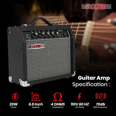Guitar Amp 20W Amplifier for Electric Bass Acoustic Practice Amps Small Portable Mini Amplificador para Bajo with Built in Effects