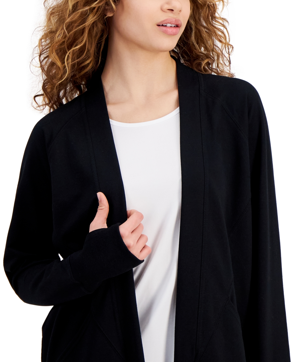 Shop Id Ideology Women's Comfort Flow Cardigan Sweater, Created For Macy's In Deep Black