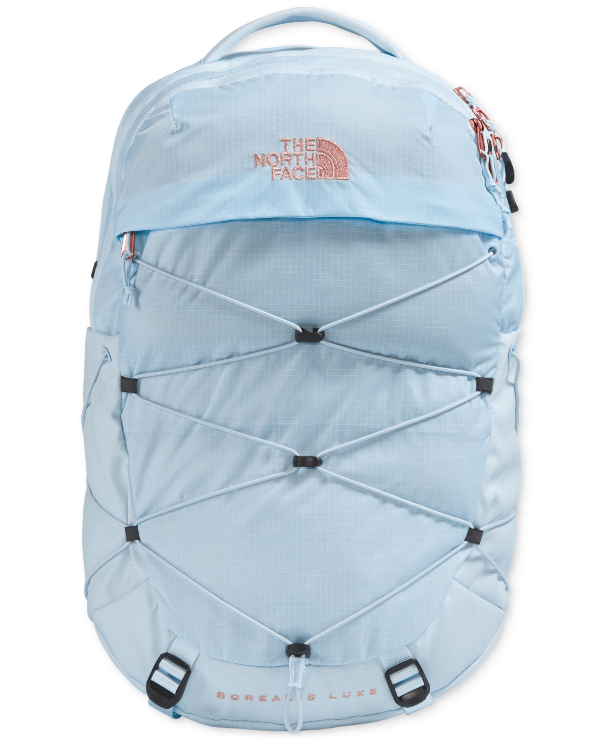 Shop The North Face Women's Borealis Luxe Backpack In Barely Blue,burnt Coral Metallic