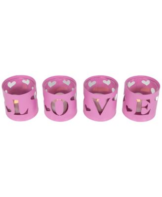 Set of 4 Love Valentine's Day Candle Holders, 2.75"