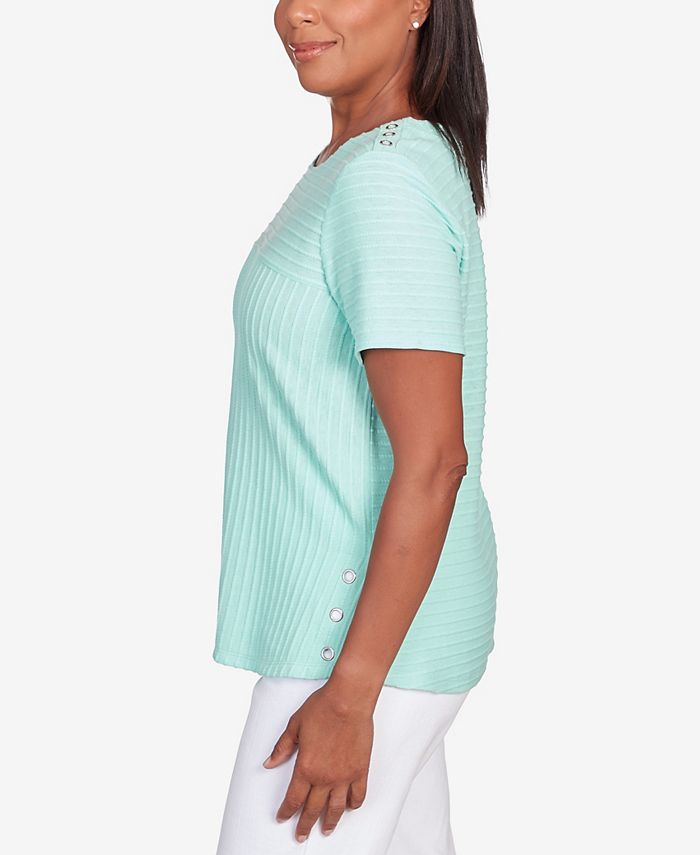 Alfred Dunner Women's Classic Brights Solid Texture Split Shirttail T