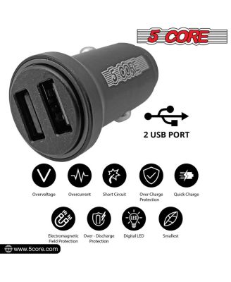USB Car Charger Cigarette Lighter Adapter Dual USB Port Adapter 12/24 V Fast Charging
