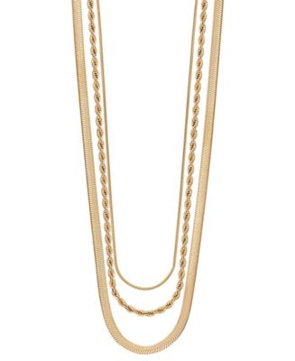 Cascade Layered Chain Necklace In 18K Gold Plated Stainless Steel - Macy's
