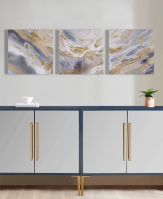 Madison Park Shimmering Symphony Glitter and Gold-Tone Foil Abstract Triptych 3-Pc Canvas Wall Art Set