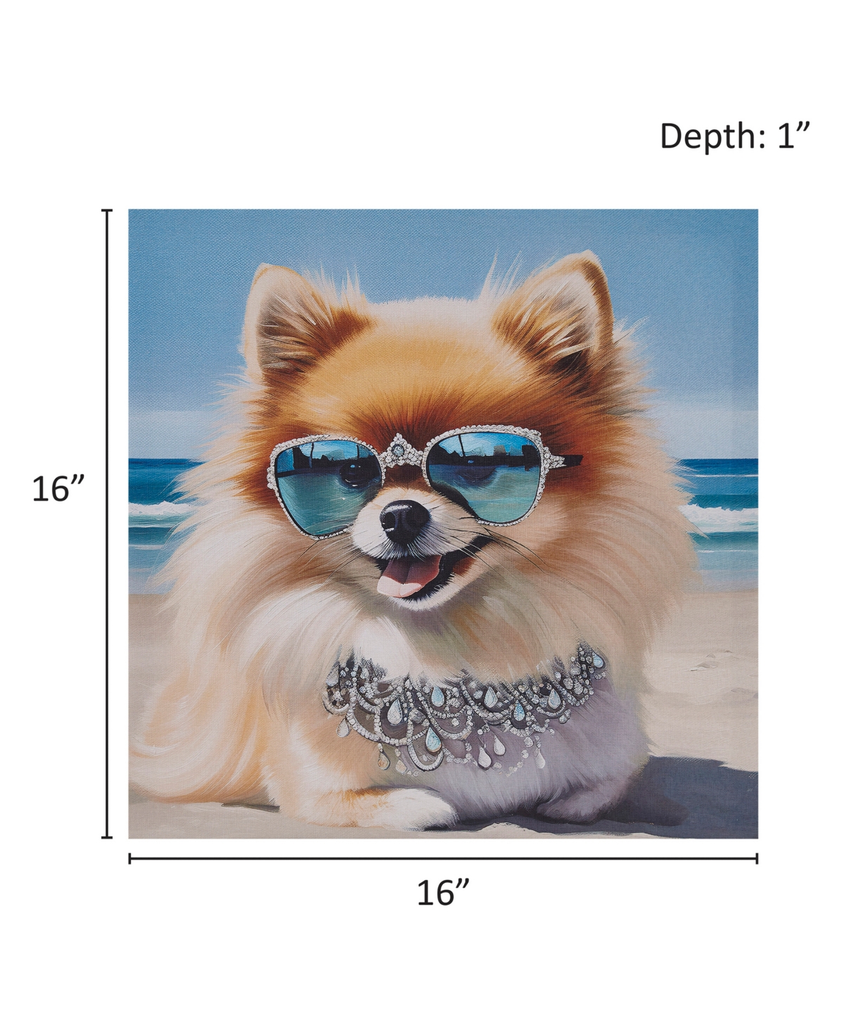 Madison Park Beach Dogs Pomeranian Canvas Wall Art In Open Blue