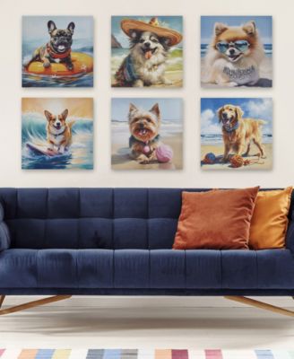 Beach Dogs Golden Retriever Canvas Wall Art