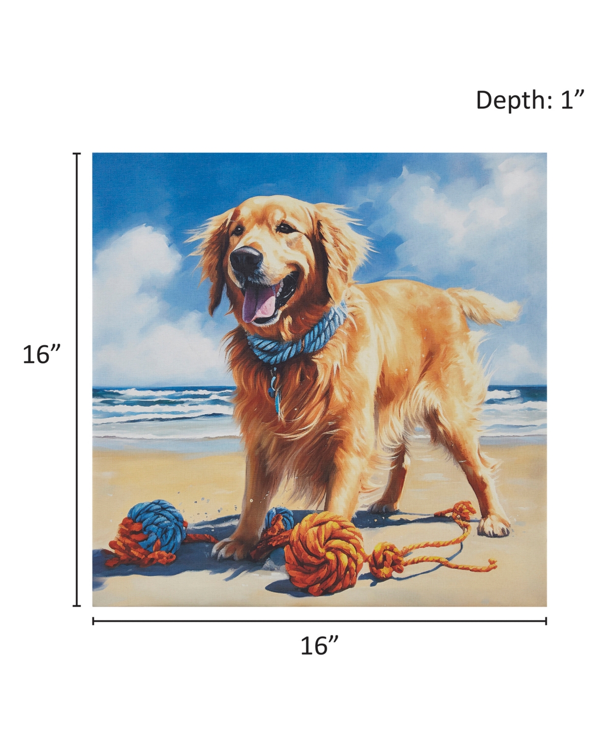 Shop Madison Park Beach Dogs Golden Retriever Canvas Wall Art In Open Blue