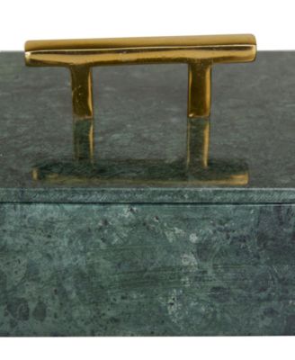 Real Marble Box with Gold-Tone Bar Handles Set of 3 - 12", 10", 8" W