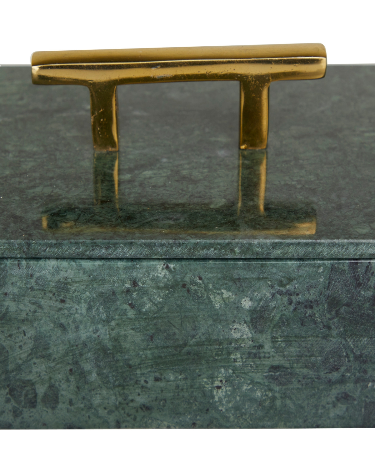 Shop Rosemary Lane Real Marble Box With Gold-tone Bar Handles Set Of 3 In Green