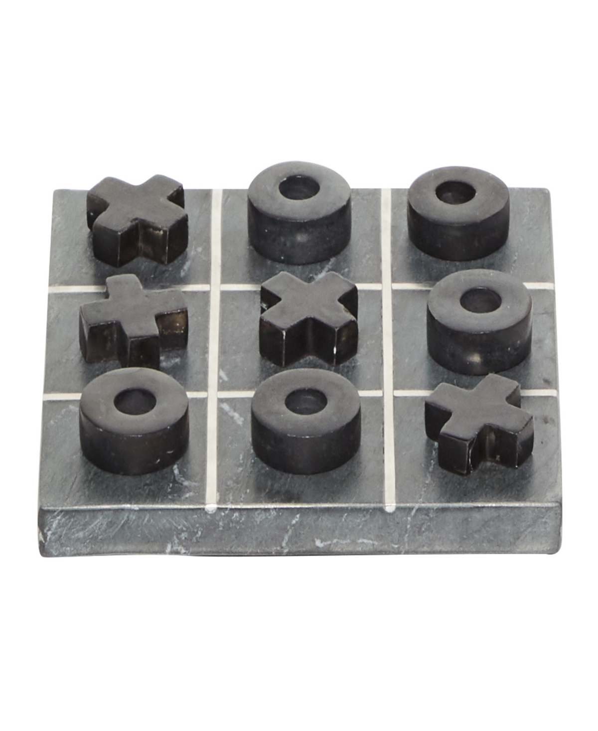 Rosemary Lane Marble Tic Tac Toe Game Set With Gold-tone Or Silver-tone Inlay, 6" X 6" X 1" In Black