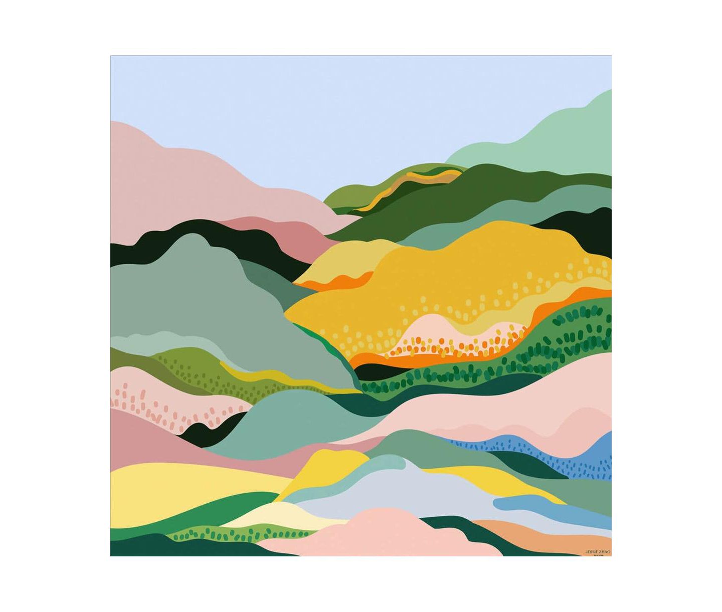 Женский шарф Jessie Zhao New York Silk Scarf of Spring, цвет: Зелёный / Розовый — фото 1