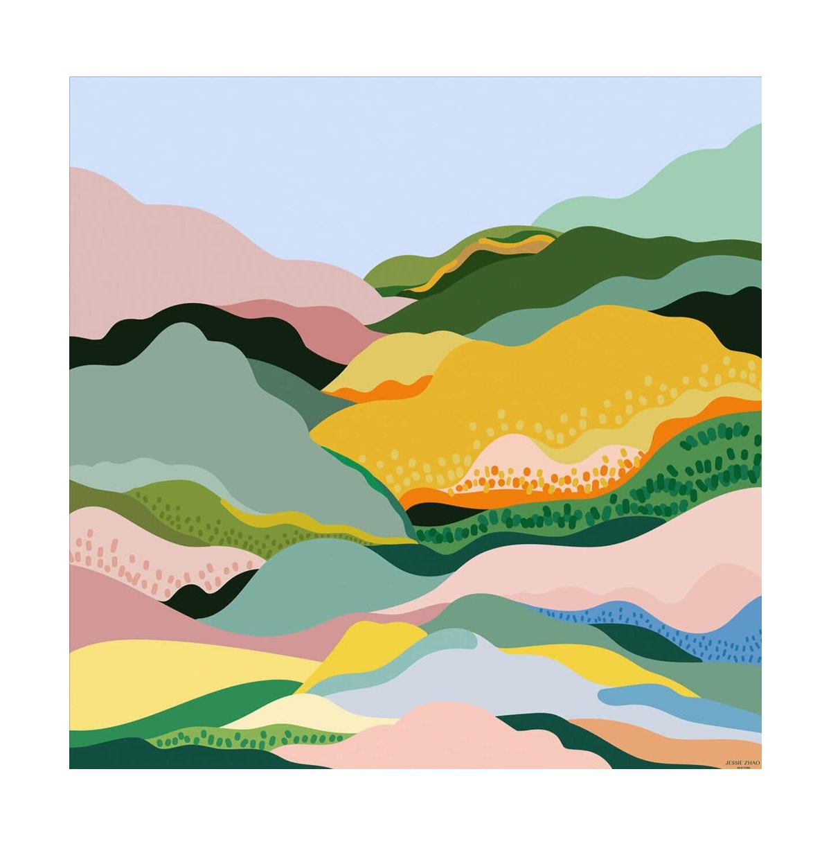 Silk Scarf of Spring - Green and pink
