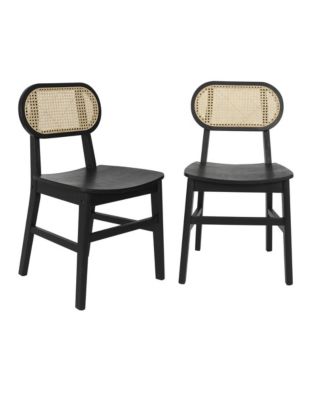 Analise Set Of 2 Cane Rattan Dining Chairs With Solid Wood Frames