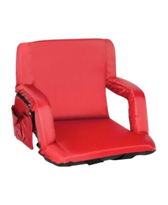 Portable Stadium Chair With Armrests, Reclining Padded Back & Seat, Lightweight Metal Frame & Backpack Straps, Storage Pockets