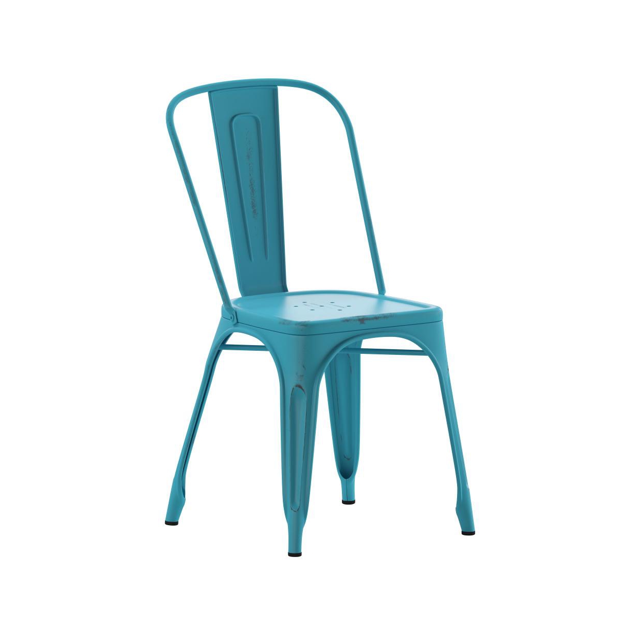 Emma+oliver Commercial Grade Distressed Colorful Metal Indoor-outdoor Stackable Chair In Blue
