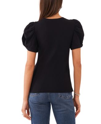 Women's Puff Sleeve Short Sleeve Knit T-shirt
