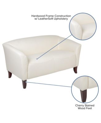 Leathersoft Reception/Living Room Loveseat With Cherry Wood Feet