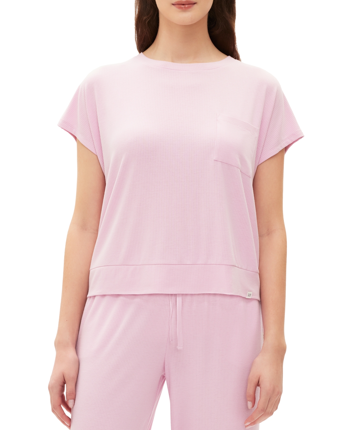 Shop Gap Body Women's Ribbed Short-sleeve Pajama Top In Butterfly Pink