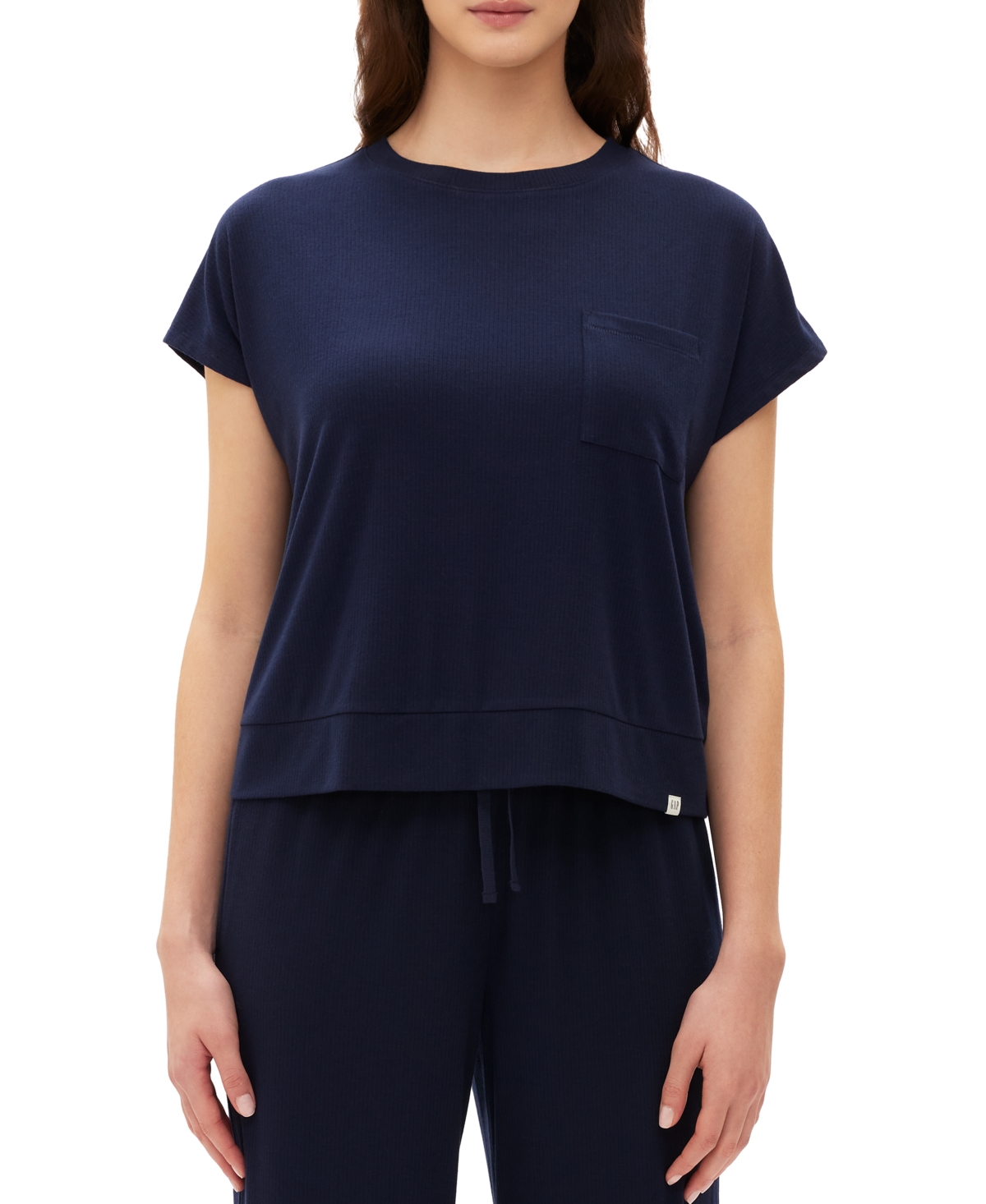 GapBody Women's Ribbed Short-Sleeve Pajama Top - Oatmeal