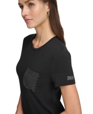 売れ筋商品|||ダナ キャラン ニューヨーク カットソー トップス レディース Women's Studded Pocket Short-Sleeve Shirt Black DKNY Women's Studded Pocket Short-Sleeve Shirt - Macy's