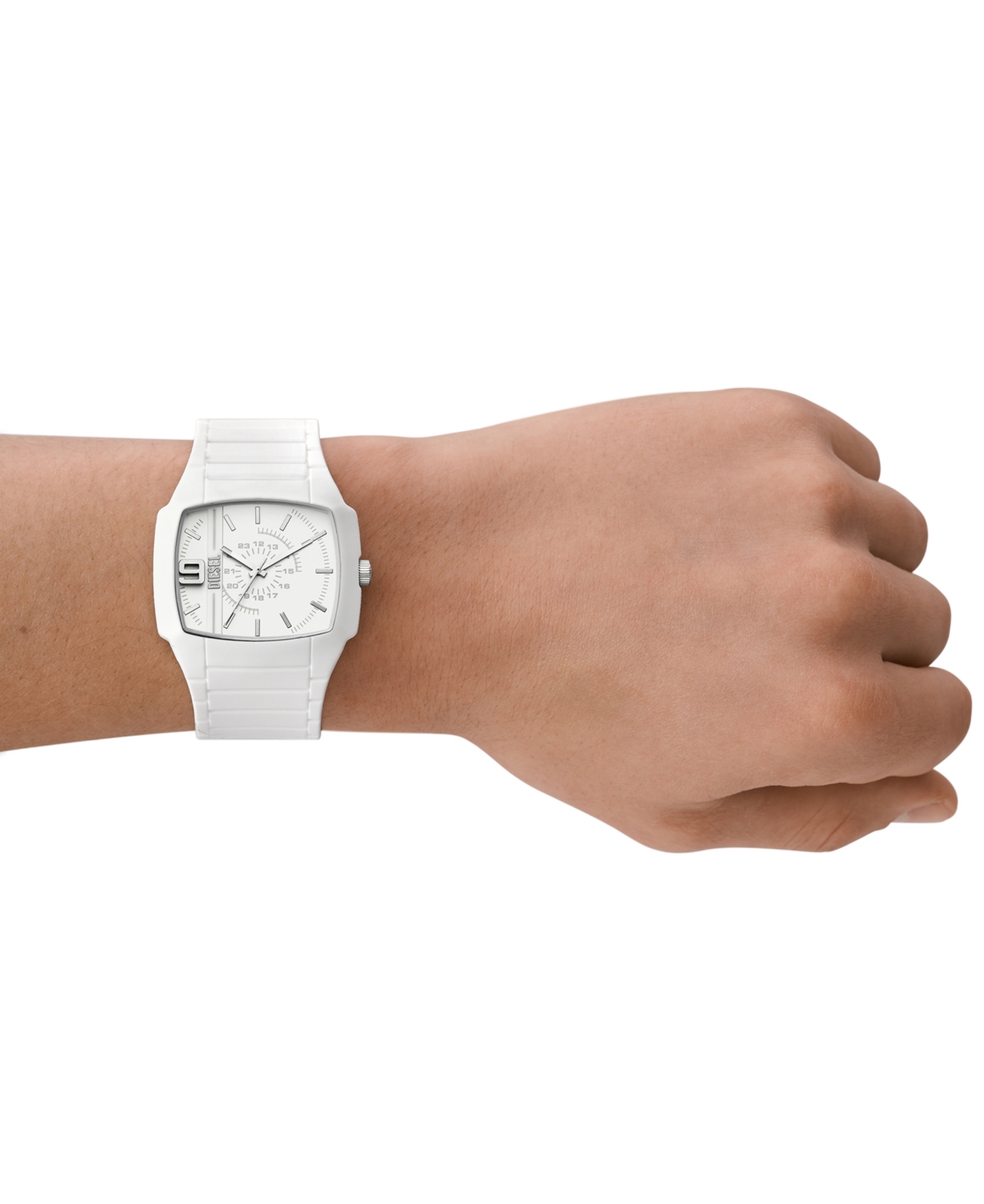 Shop Diesel Men's Cliffhanger 2.0 Three Hand White Silicone Watch 45mm