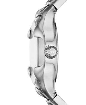 Men's Vert Three Hand Date Silver-Tone Stainless Steel Watch 44mm