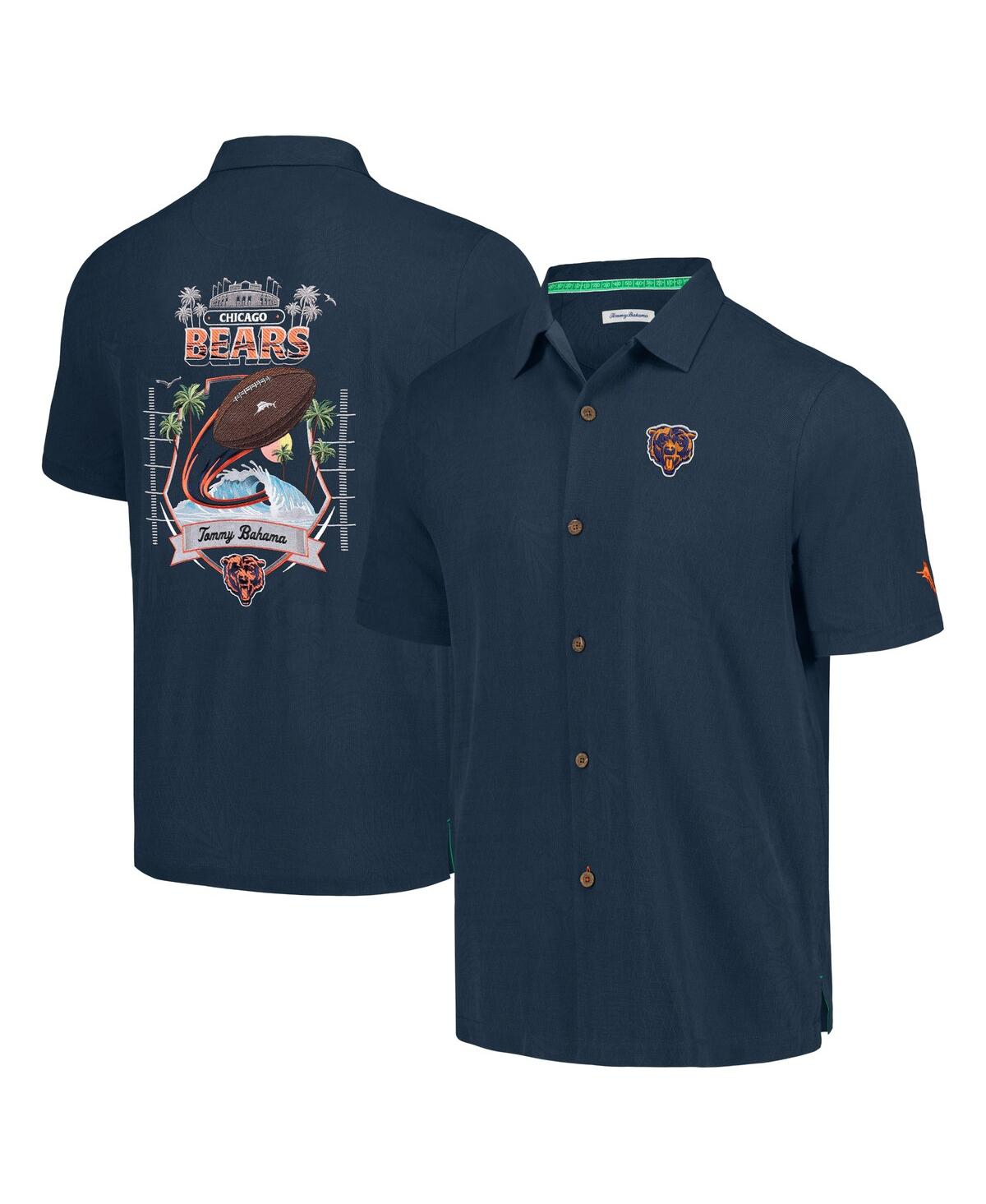 Shop Tommy Bahama Men's  Navy Chicago Bears Tidal Kickoff Camp Button-up Shirt
