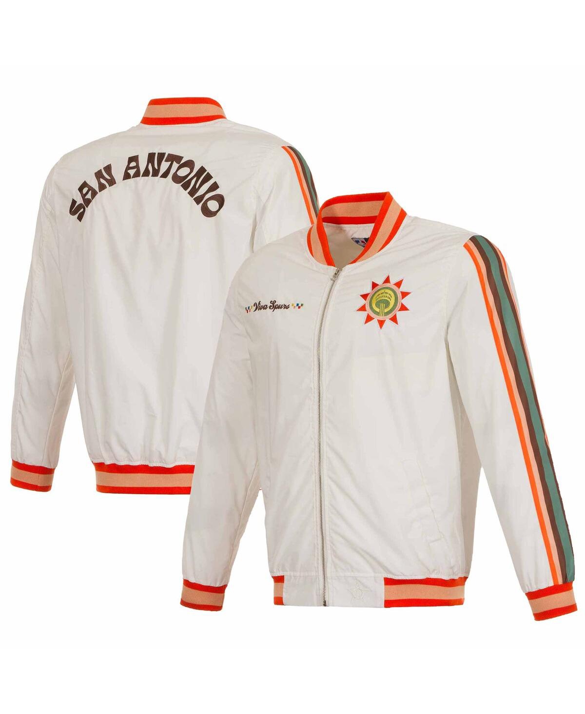 Men's Jh Design White San Antonio Spurs 2023/24 City Edition Nylon Full-Zip Bomber Jacket - White