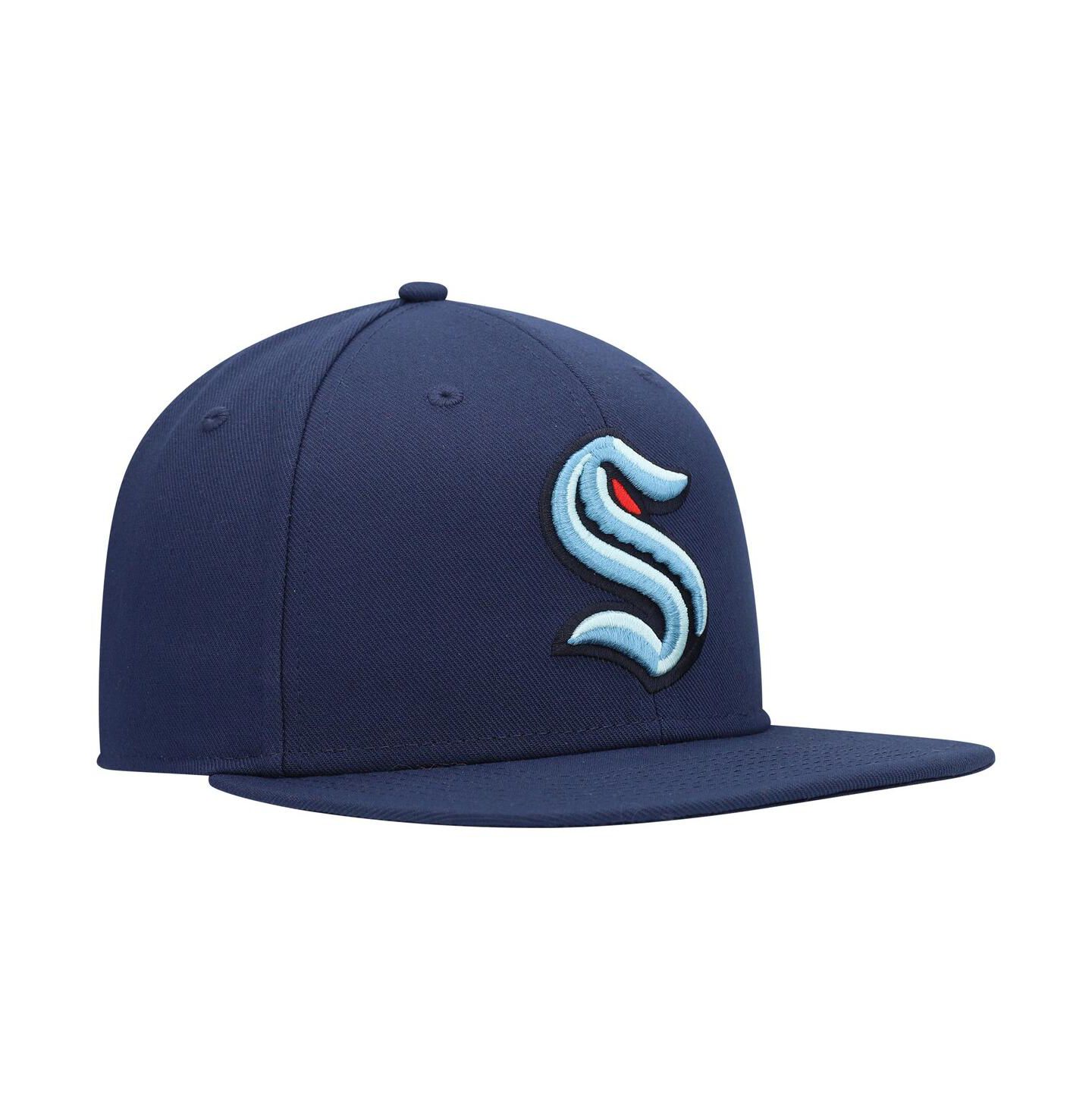 Мужская кепка Fanatics Deep Sea Blue Seattle Kraken Primary Team Logo Snapback Hat — фото 4