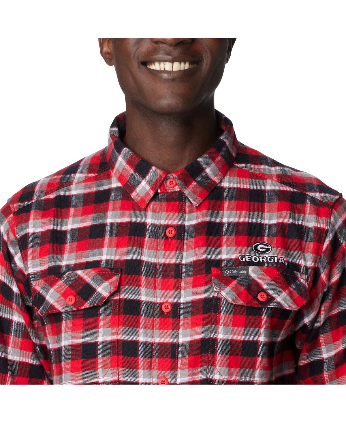 COLUMBIA MEN'S COLUMBIA RED GEORGIA BULLDOGS FLARE GUN FLANNEL LONG SLEEVE SHIRT 
