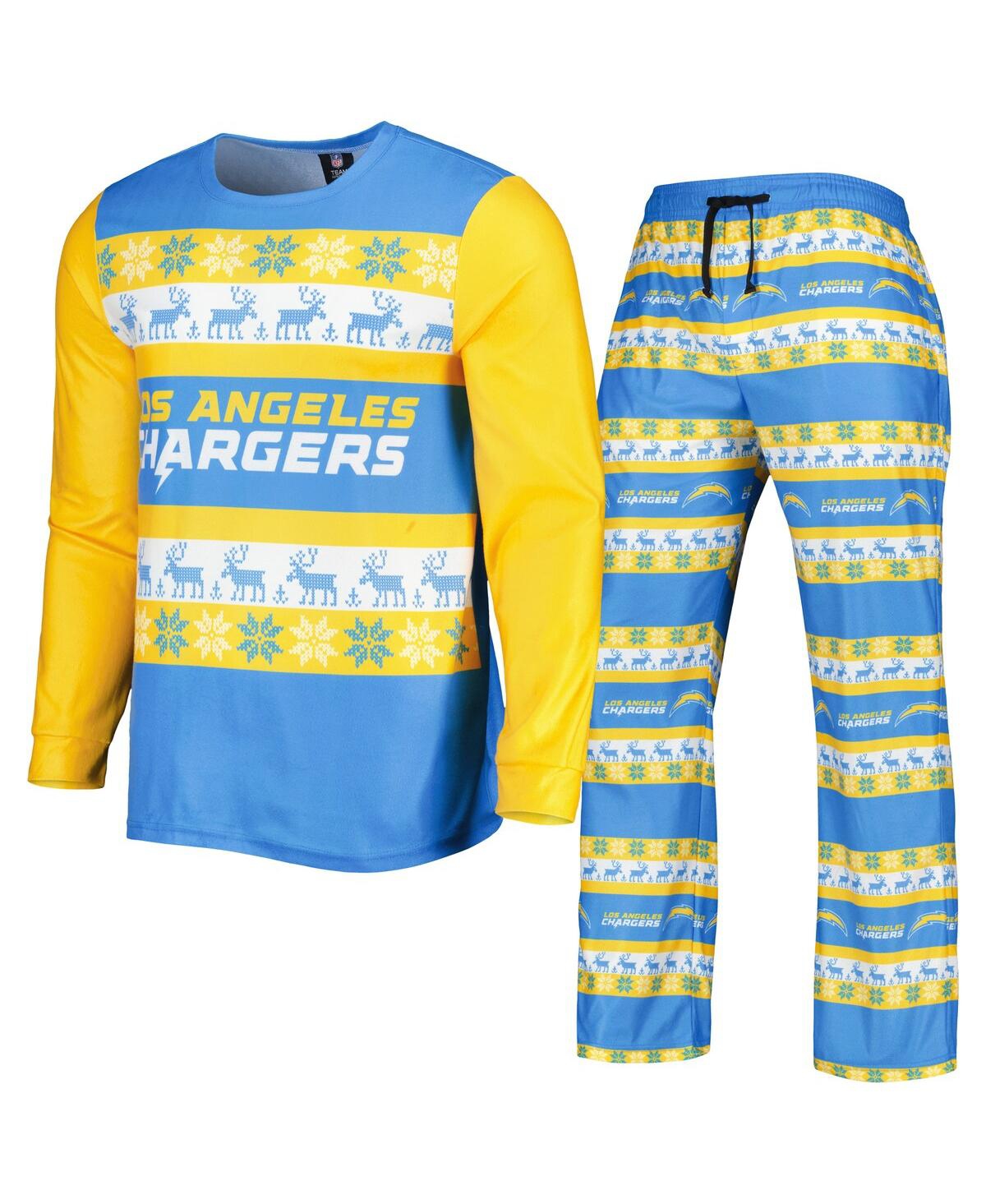 Shop Foco Men's  Powder Blue Los Angeles Chargers Team Ugly Pajama Set