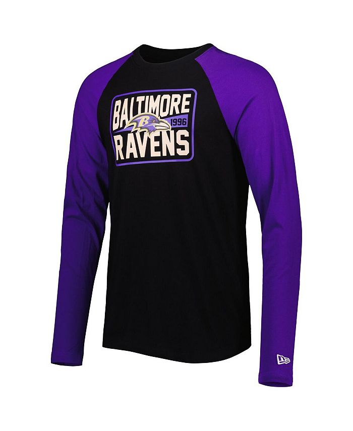 New Era Men's Black Baltimore Ravens Current Raglan Long Sleeve Tshirt