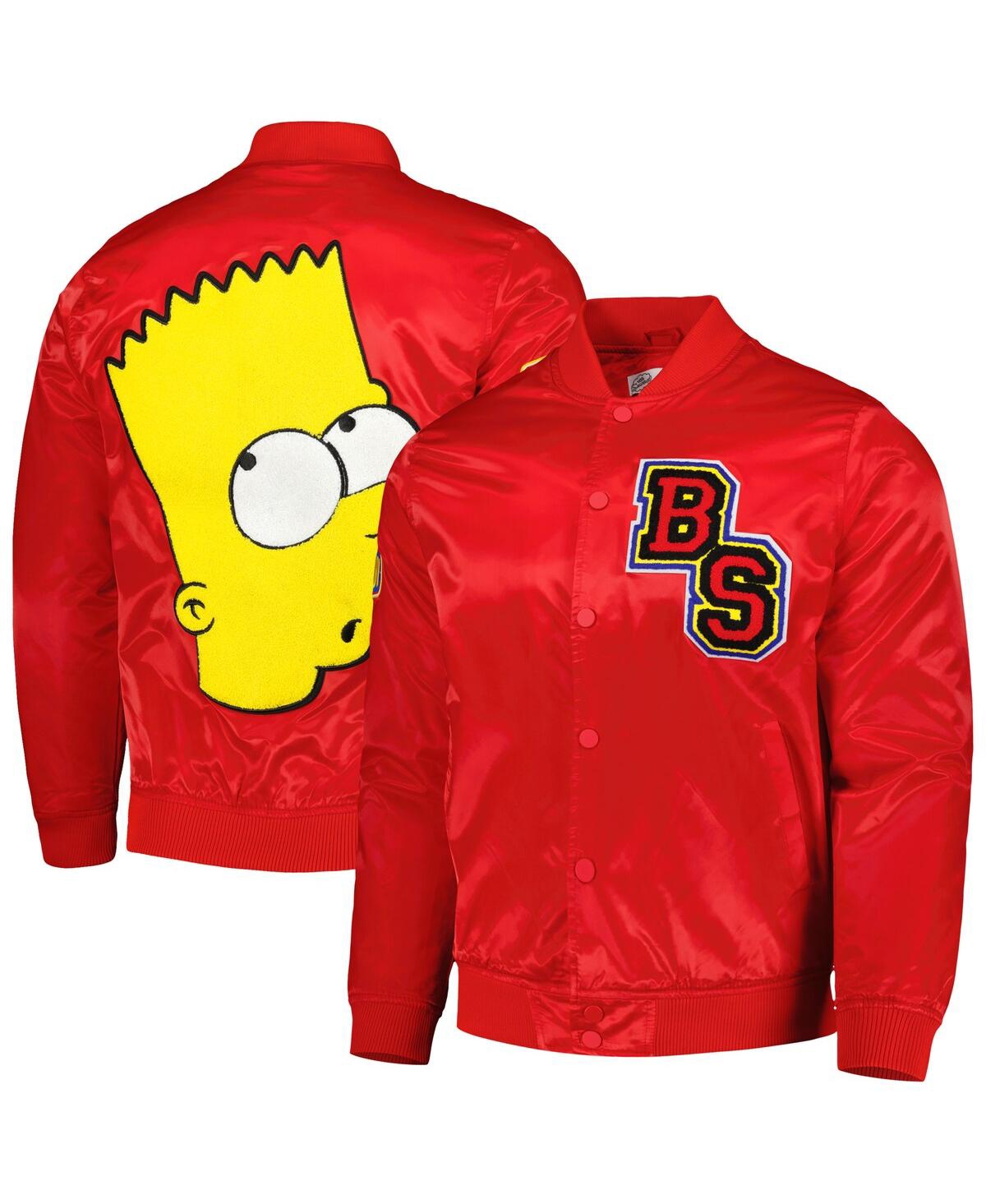 Freeze Max Men's  Red The Simpsons Bart Simpson Satin Full-snap Jacket