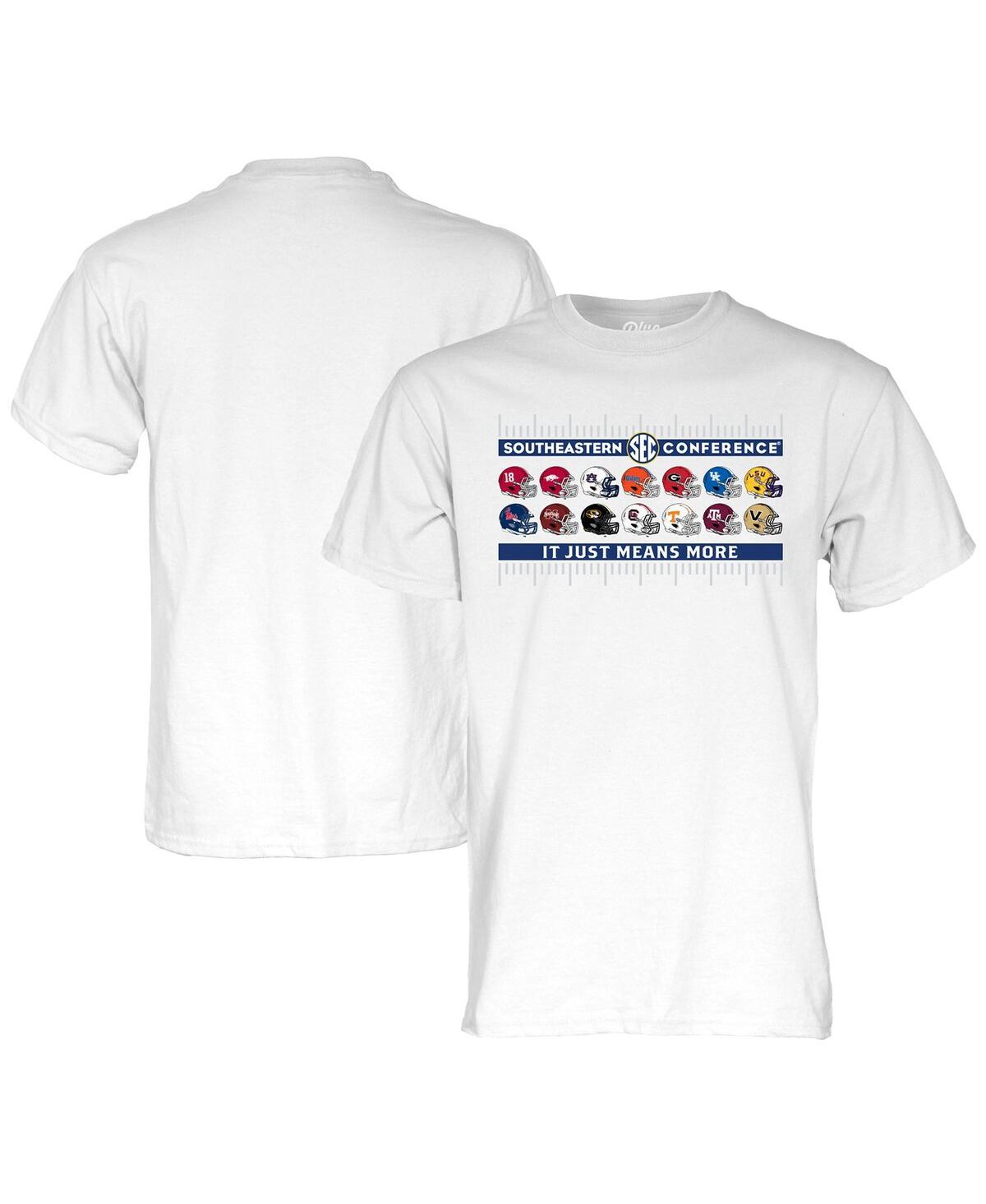 Men's Blue 84 White 2023/24 Sec Football Helmet Logo T-shirt - White