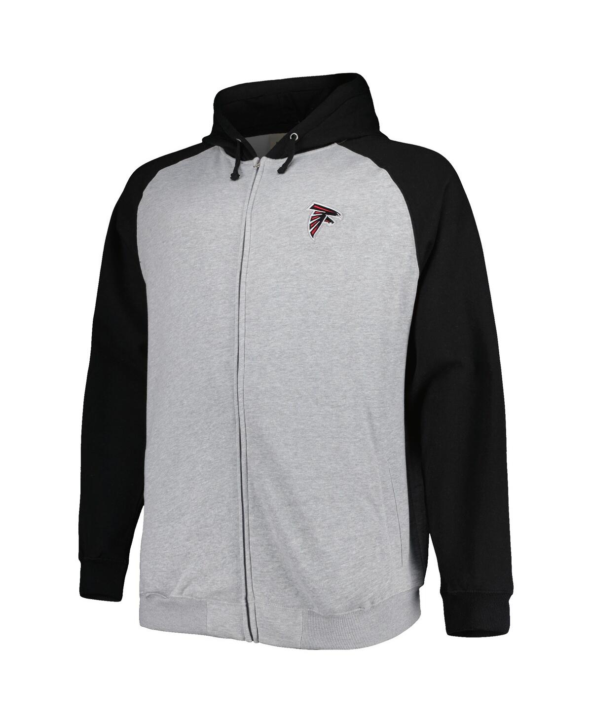 Shop Profile Men's Heather Gray Atlanta Falcons Big And Tall Fleece Raglan Full-zip Hoodie Jacket