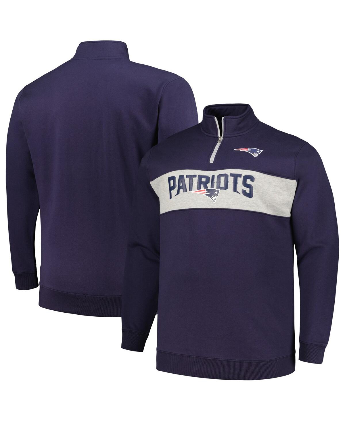 Profile Men's  Navy New England Patriots Big And Tall Fleece Quarter-zip Jacket
