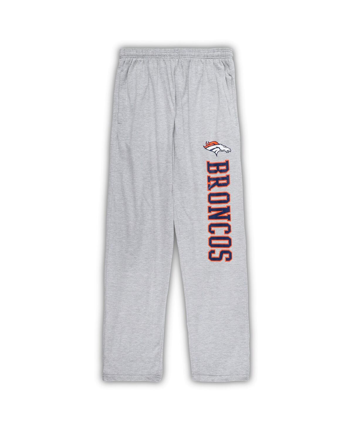 Shop Concepts Sport Men's  Navy, Heather Gray Denver Broncos Big And Tall T-shirt And Pajama Pants Sleep S In Navy,heather Gray