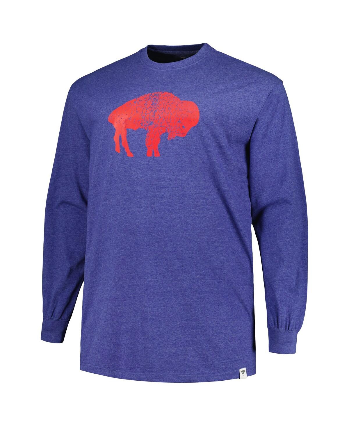 Men's ProfileDistressed Buffalo Bills Big and Tall Throwback Long Sleeve T-shirt - Heather Royal