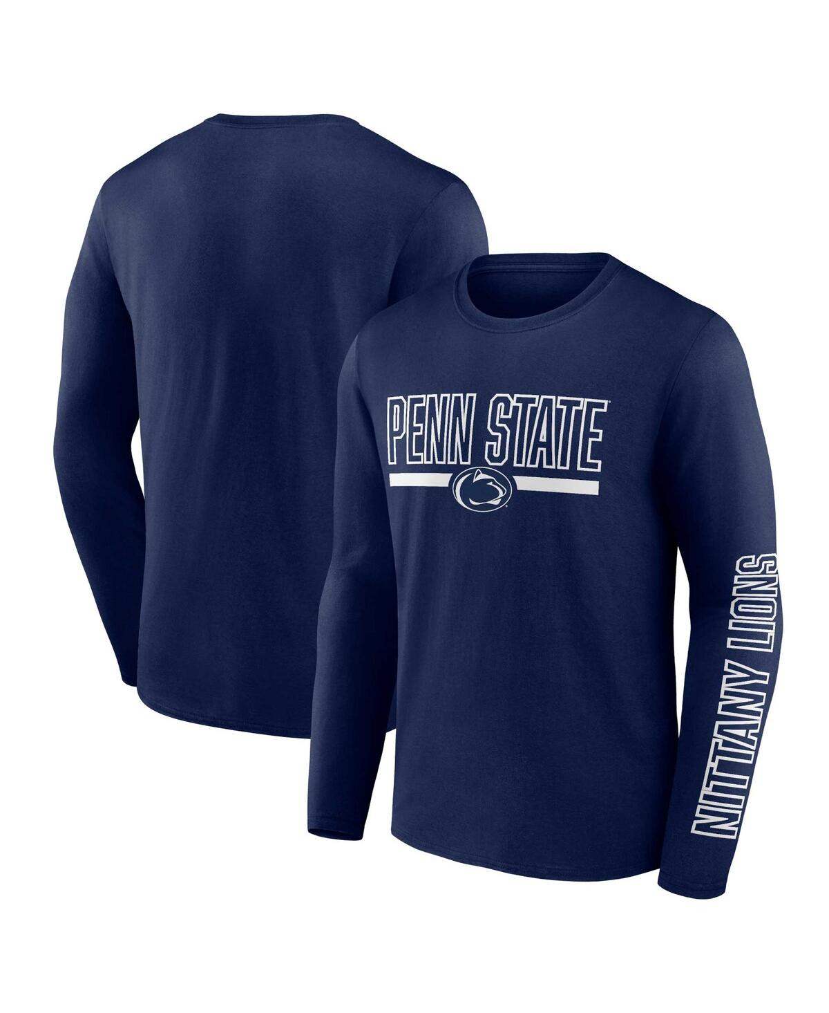 Shop Profile Men's  Navy Penn State Nittany Lions Big And Tall Two-hit Graphic Long Sleeve T-shirt