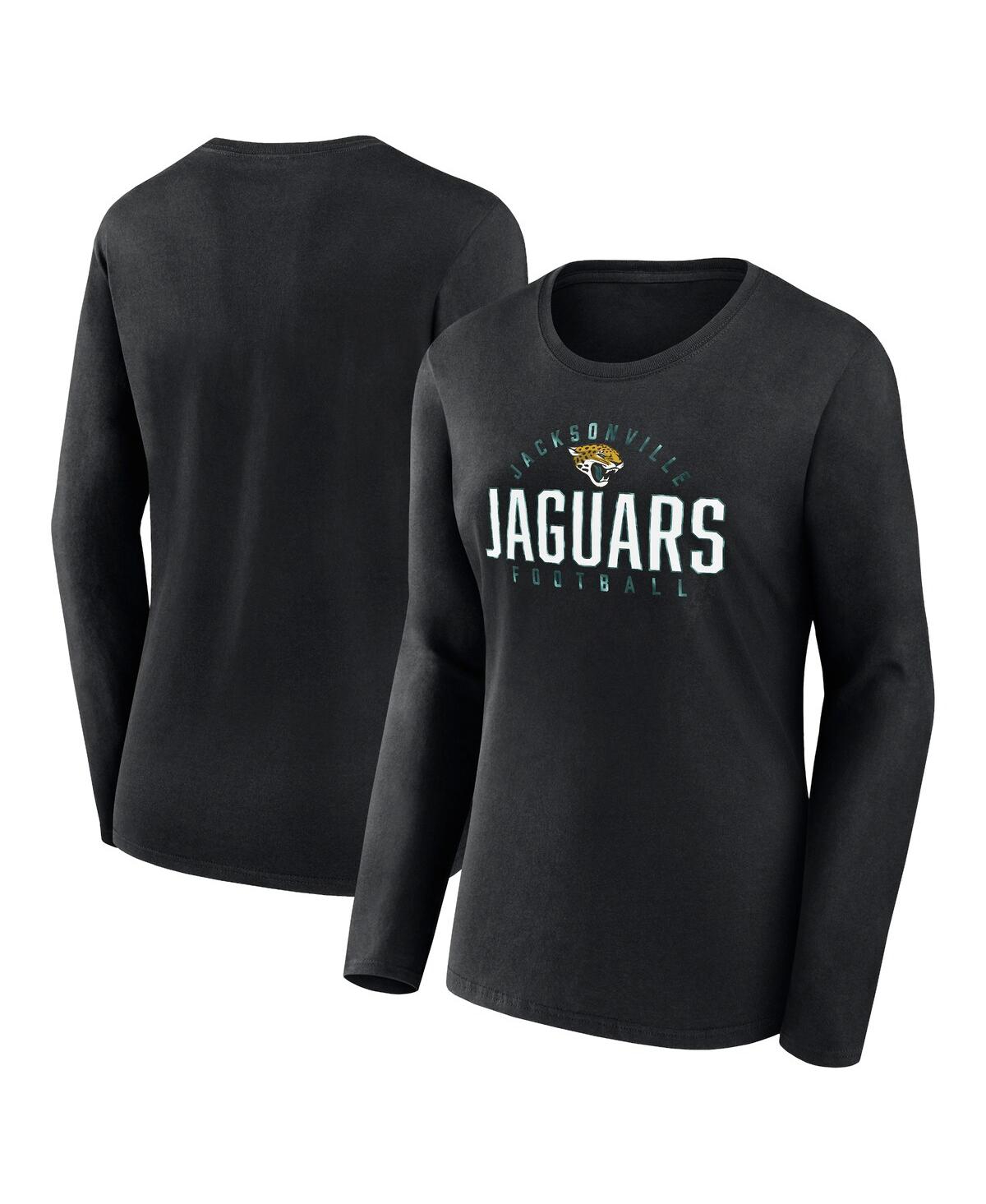 Shop Fanatics Women's  Black Jacksonville Jaguars Plus Size Foiled Play Long Sleeve T-shirt