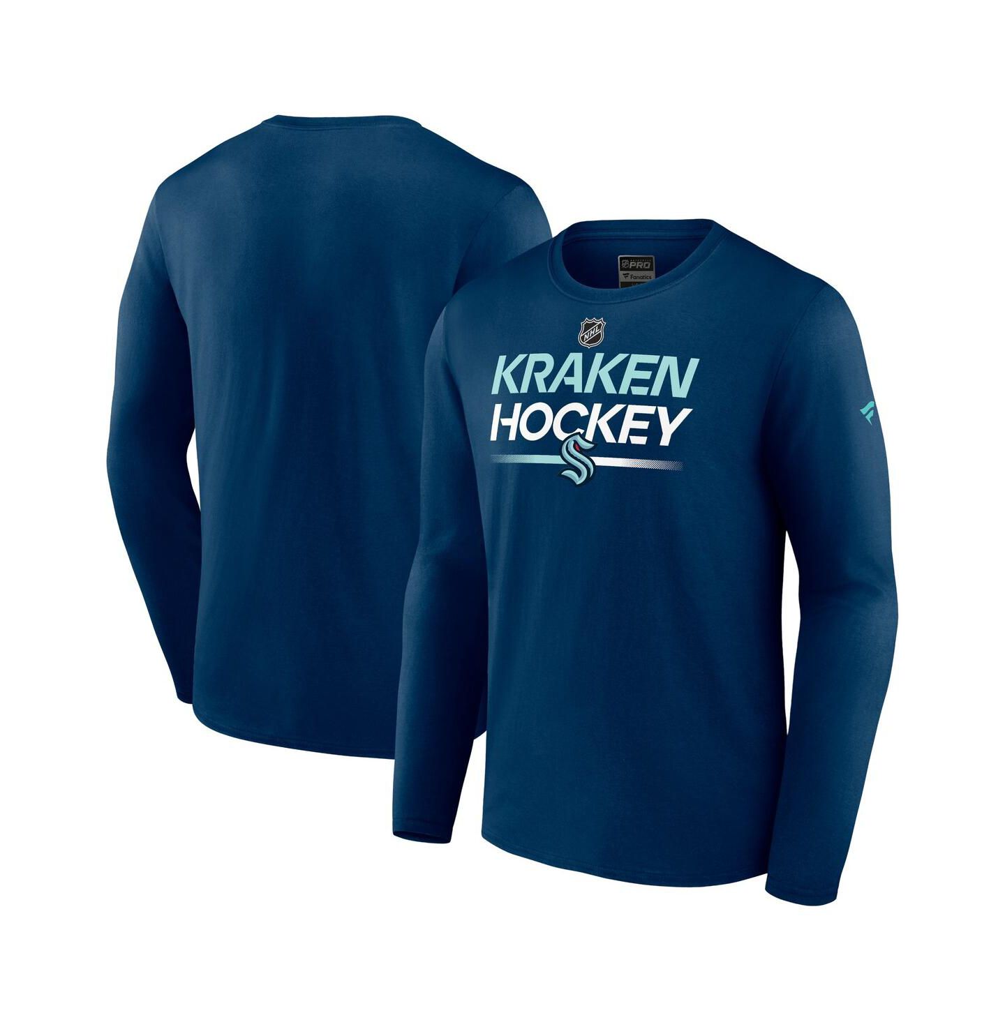 Мужская футболка Fanatics Navy Seattle Kraken Authentic Pro Primary Long Sleeve — фото 1