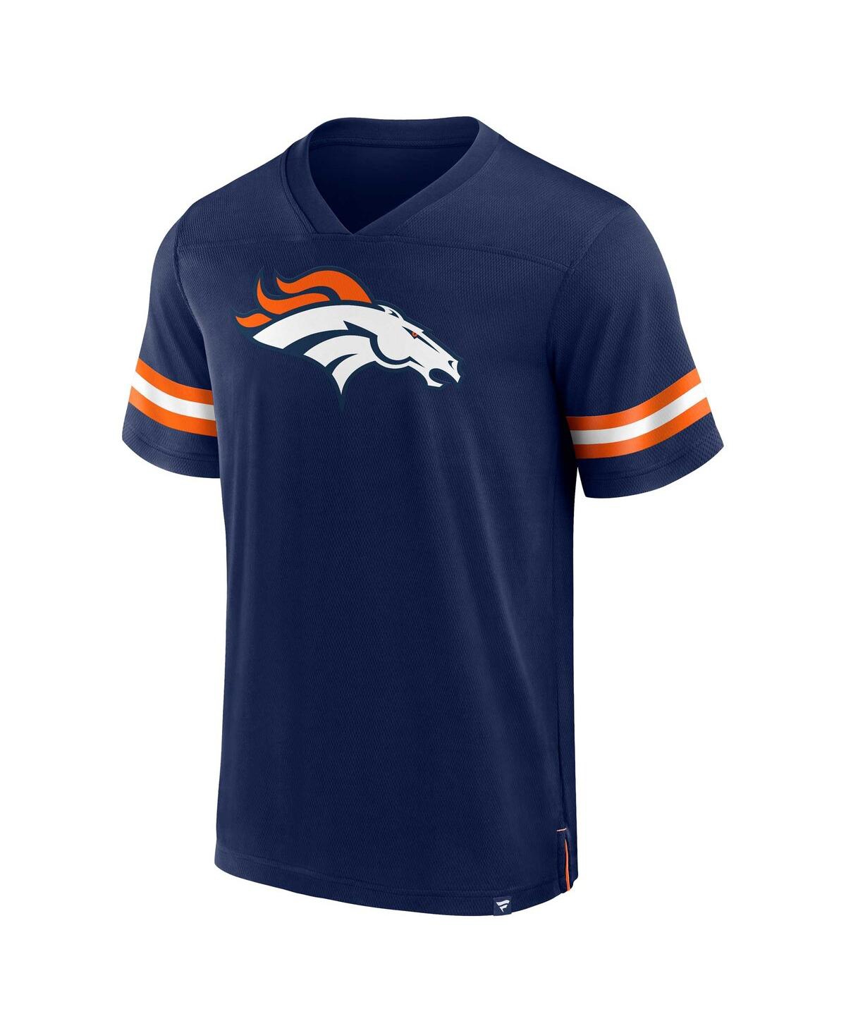 Men's FanaticsDenver Broncos Jersey Tackle V-Neck T-shirt - Navy