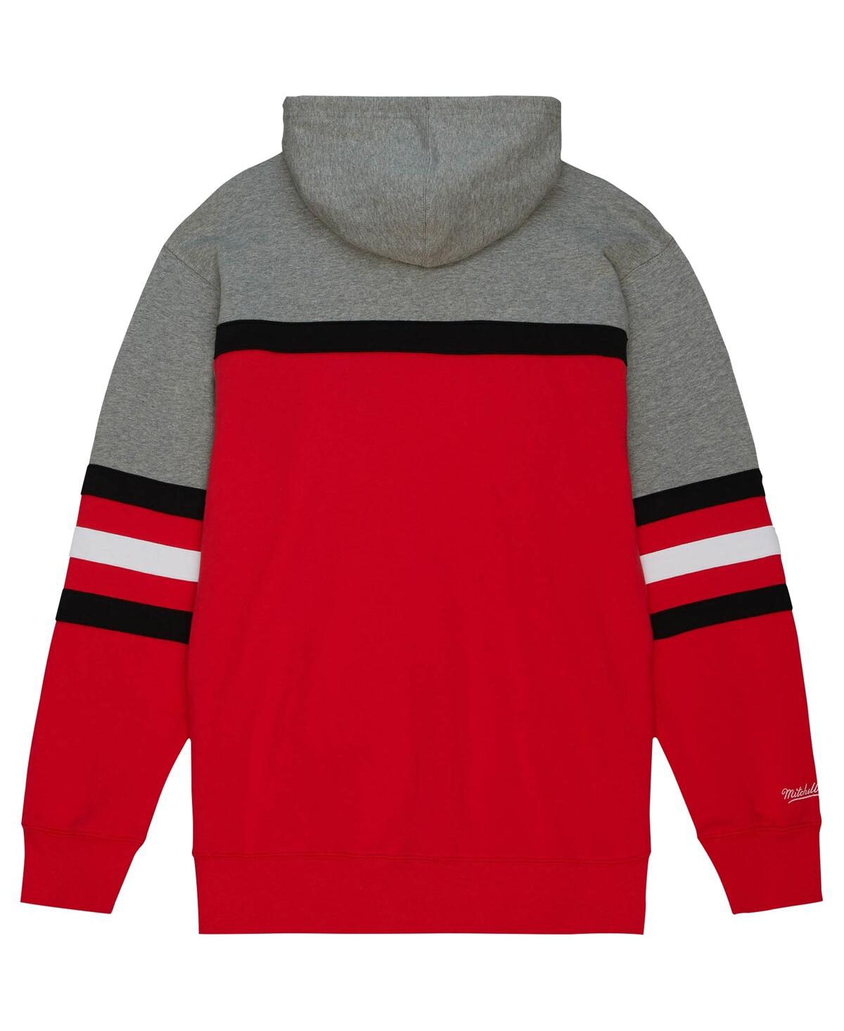 Mitchell & Ness Men's  Red, Gray Carolina Hurricanes Head Coach Pullover Hoodie In Red