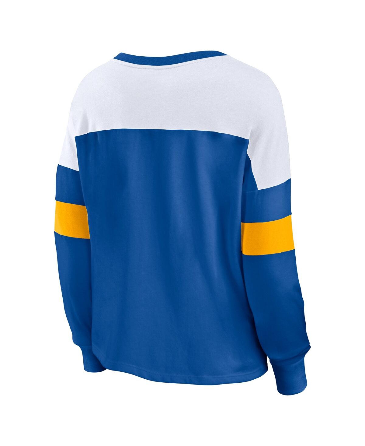 Women's FanaticsSt. Louis Blues Take the Shot Long Sleeve Lace-Up V-Neck T-shirt - Blue