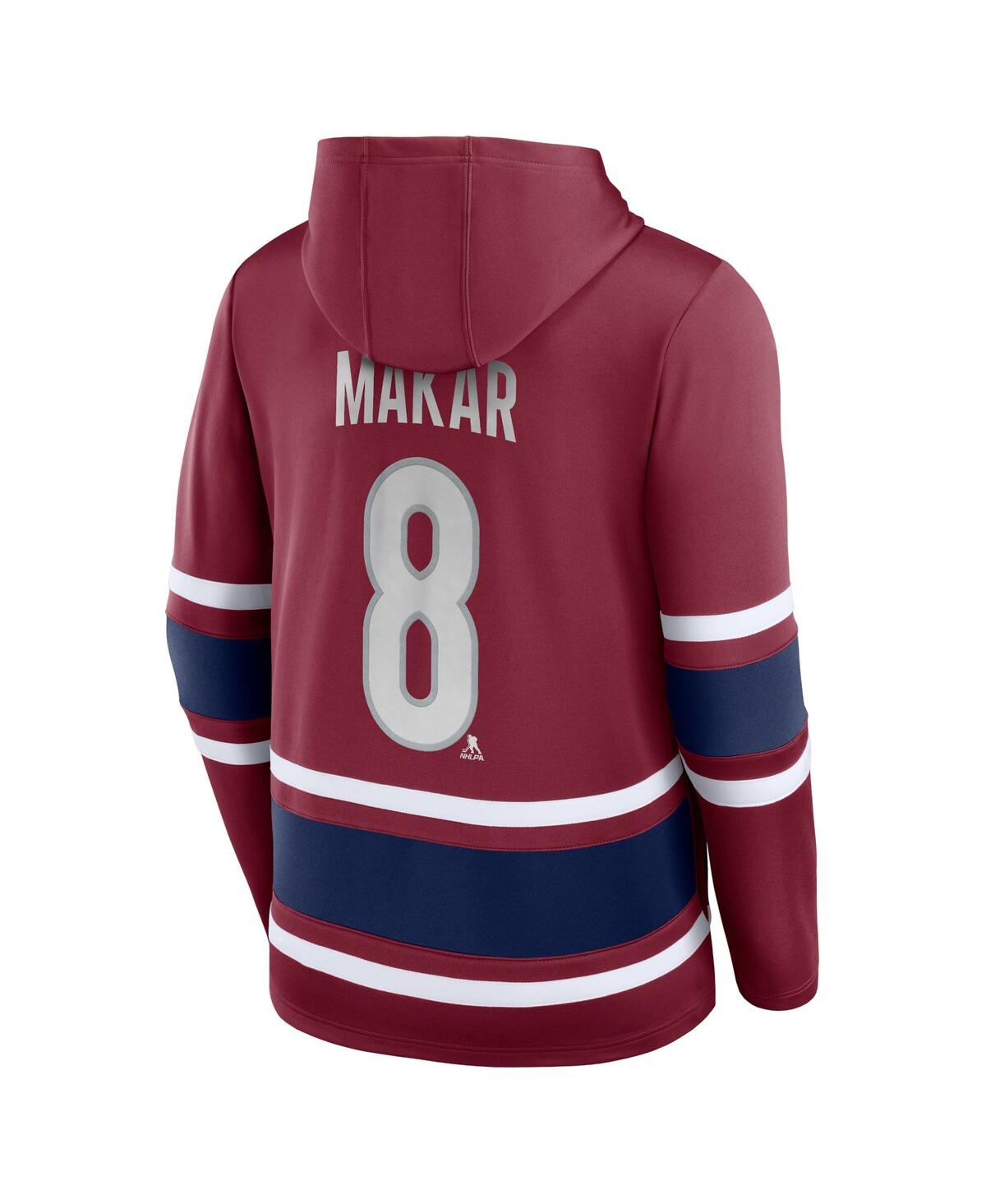 Men's Fanatics Cale MakarColorado Avalanche Name and Number Lace-Up Pullover Hoodie - Burgundy