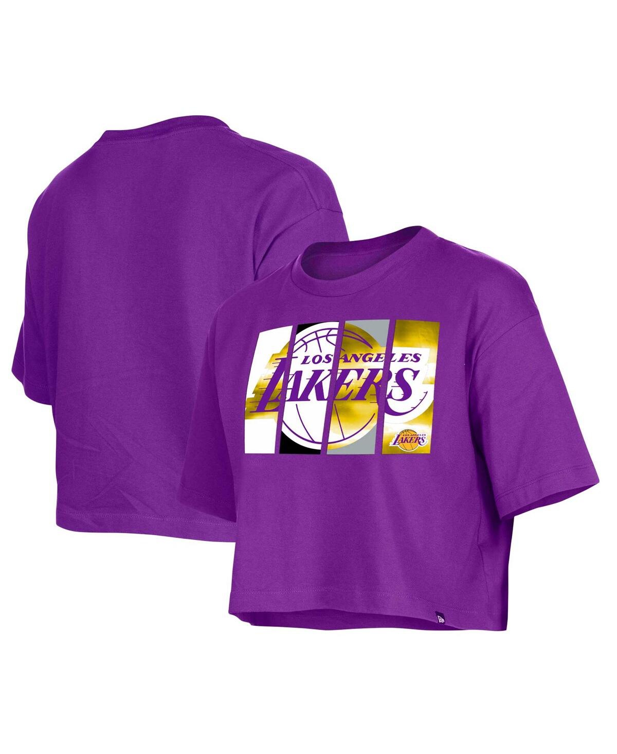 Shop New Era Women's  Purple Los Angeles Lakers Cropped T-shirt