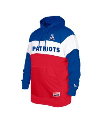 Men's Royal Distressed New England Patriots Big and Tall Throwback Colorblock Pullover Hoodie