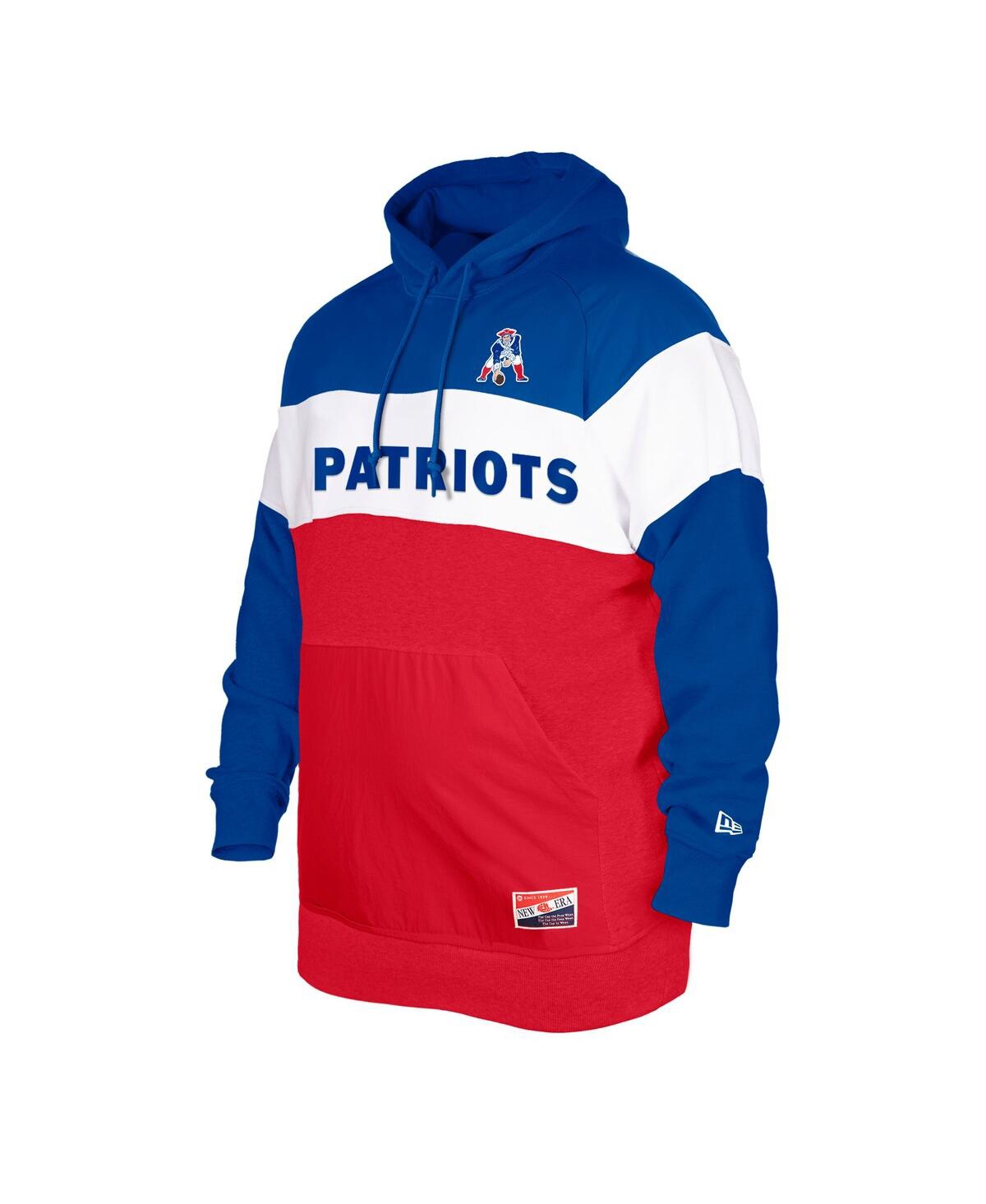 Shop New Era Men's  Royal Distressed New England Patriots Big And Tall Throwback Colorblock Pullover Hoodi