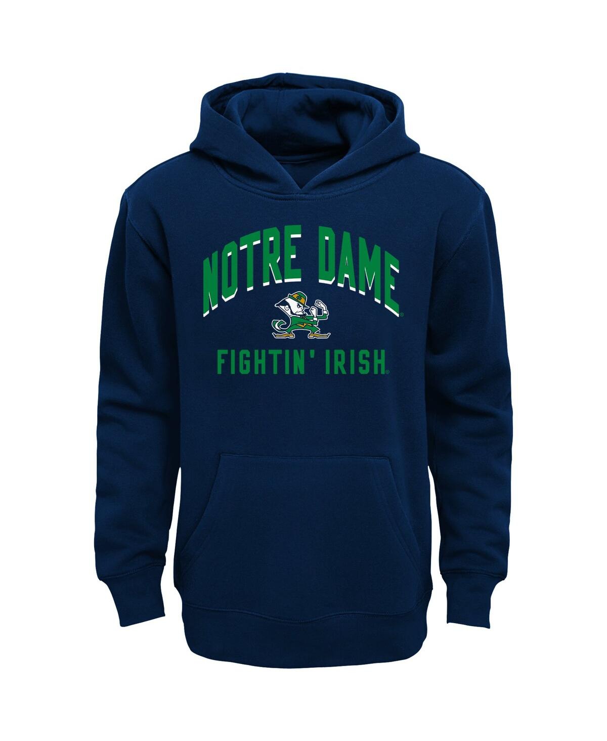 Shop Outerstuff Infant Boys And Girls Navy, Gray Notre Dame Fighting Irish Play-by-play Pullover Fleece Hoodie And P In Navy,gray