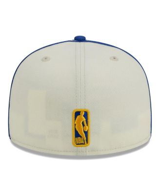 Men's Cream, Royal Golden State Warriors Piping 2-Tone 59FIFTY Fitted Hat